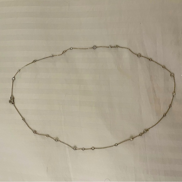 Silpada Necklace 925 Sterling Silver Cubic Zirconia CZ Station Chain 32in Long - Picture 7 of 9